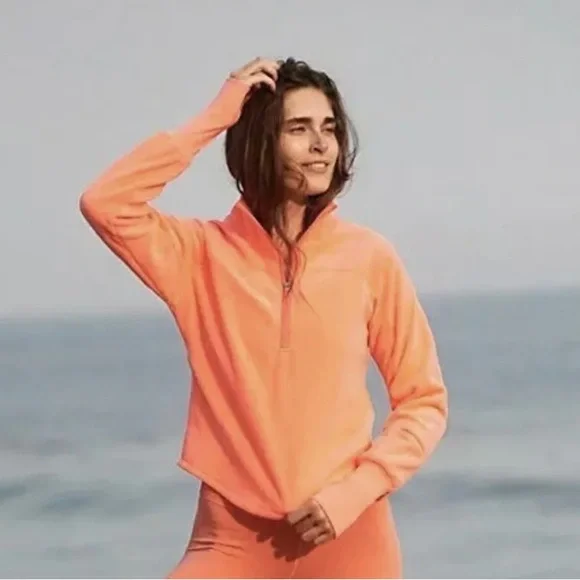 Free People Movement Great Heights Coral Pink Half Zip L (fits M) - Picture 3 of 5